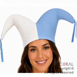 SOMBRERO BUFON DOS PUNTAS EQUIPO ARGENTINA CELESTE Y BLANCO JERSEY x 10 UNIDADES